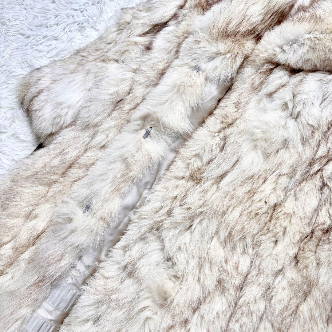 リアルフォックスファーコート ロング丈 ふわふわ XLサイズ相当 総丈117cm