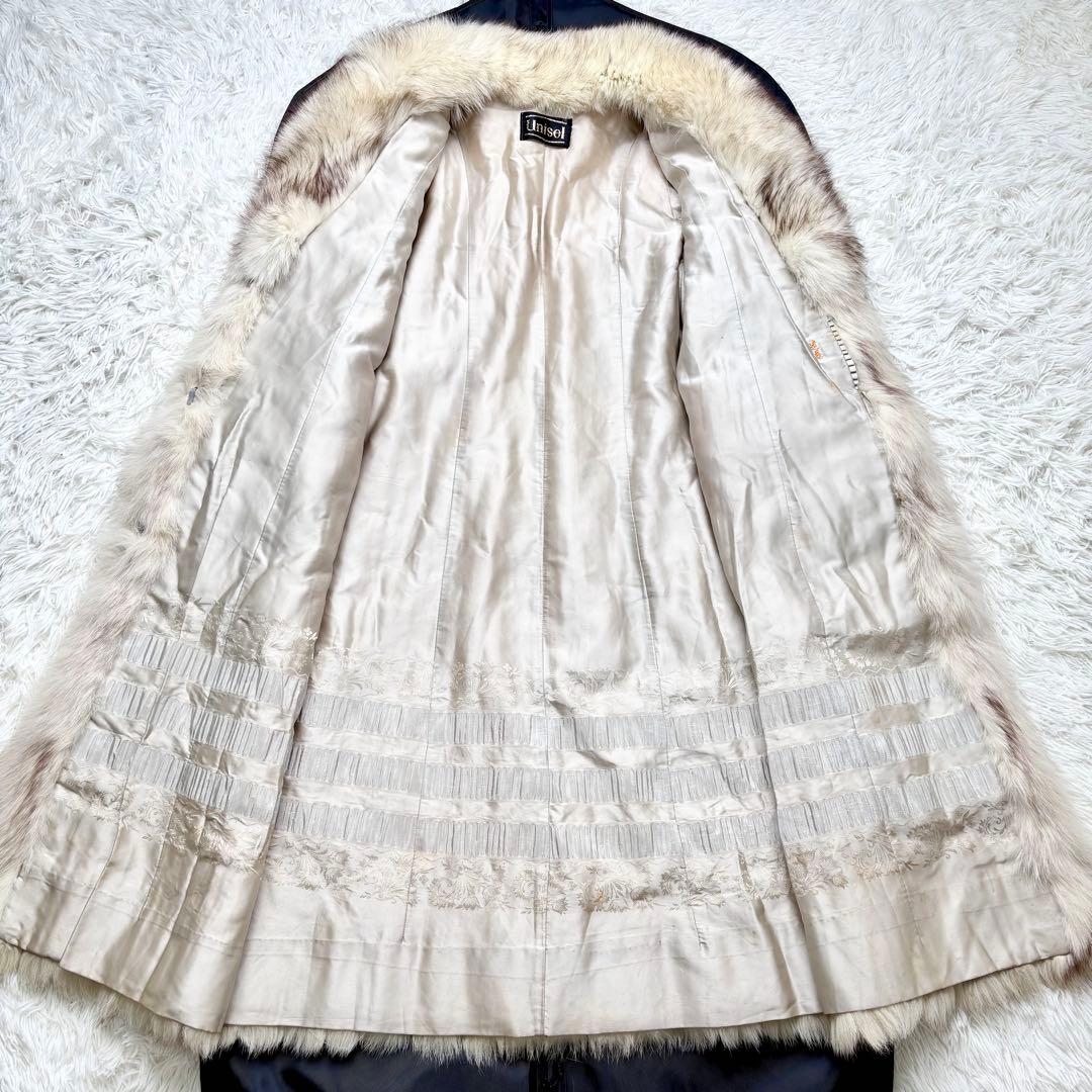 リアルフォックスファーコート ロング丈 ふわふわ XLサイズ相当 総丈117cm