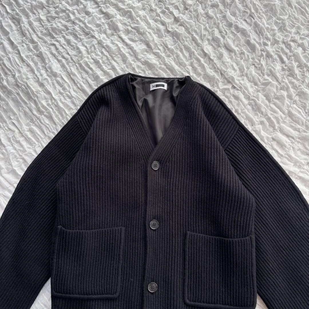 【美品】 H BEAUTY&YOUTH ウールナイロンリブカーディガン