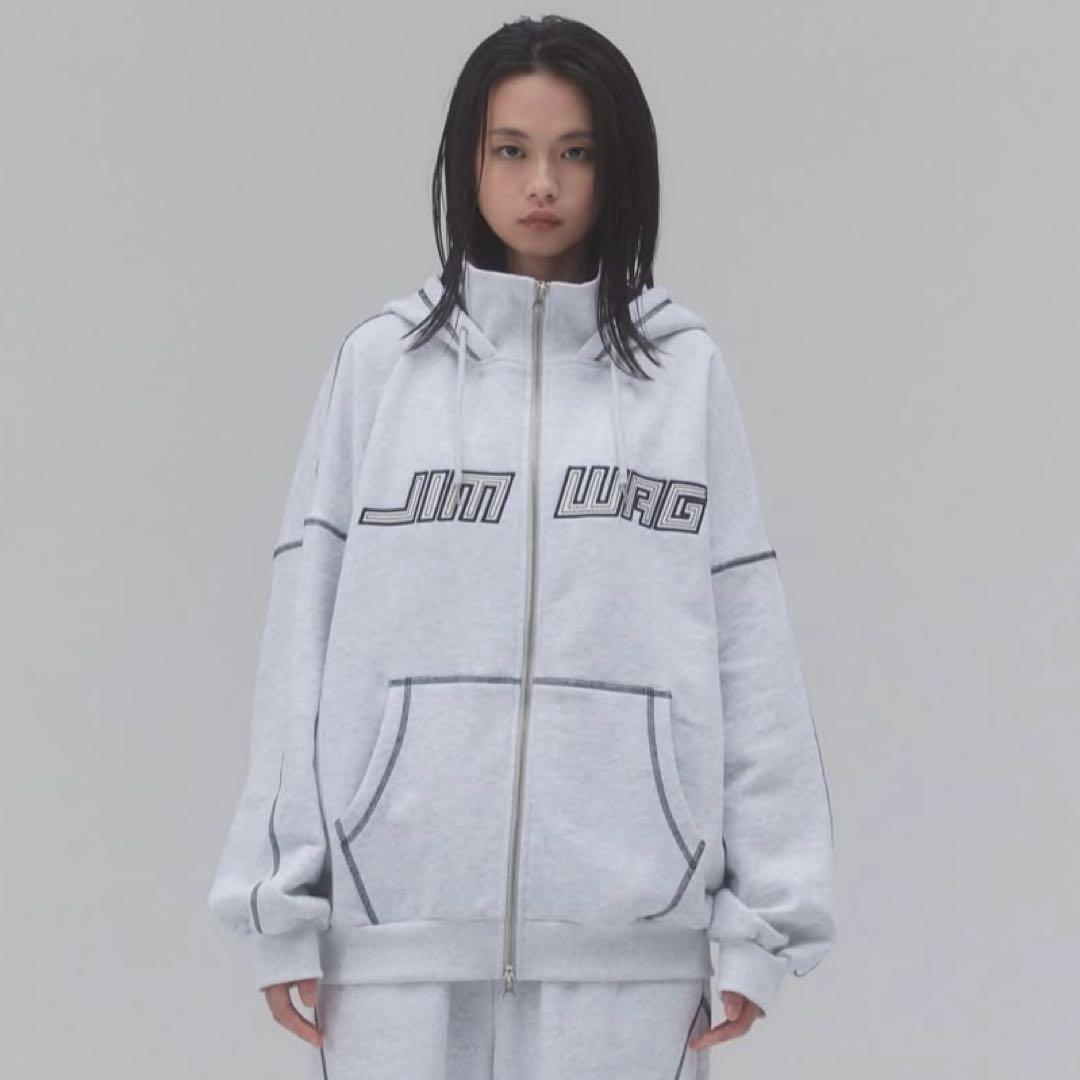 トップス jimwag Stitch line hoodie GRAY