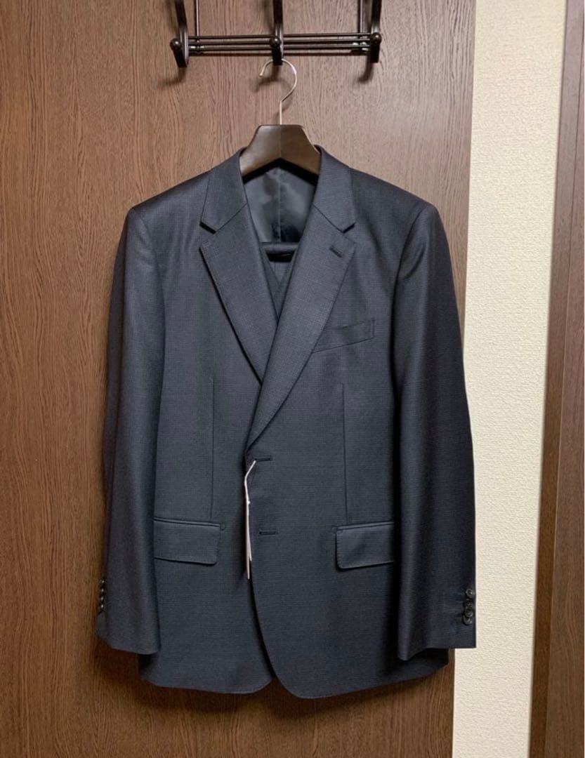 AB5新品！高級イタリアREDAウール100%極上3ピーススーツ！ネイビーグレー