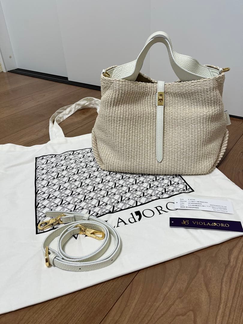 VIOLAd'ORO ヴィオラドーロ　ラフィアシート 2WAYトートバッグ