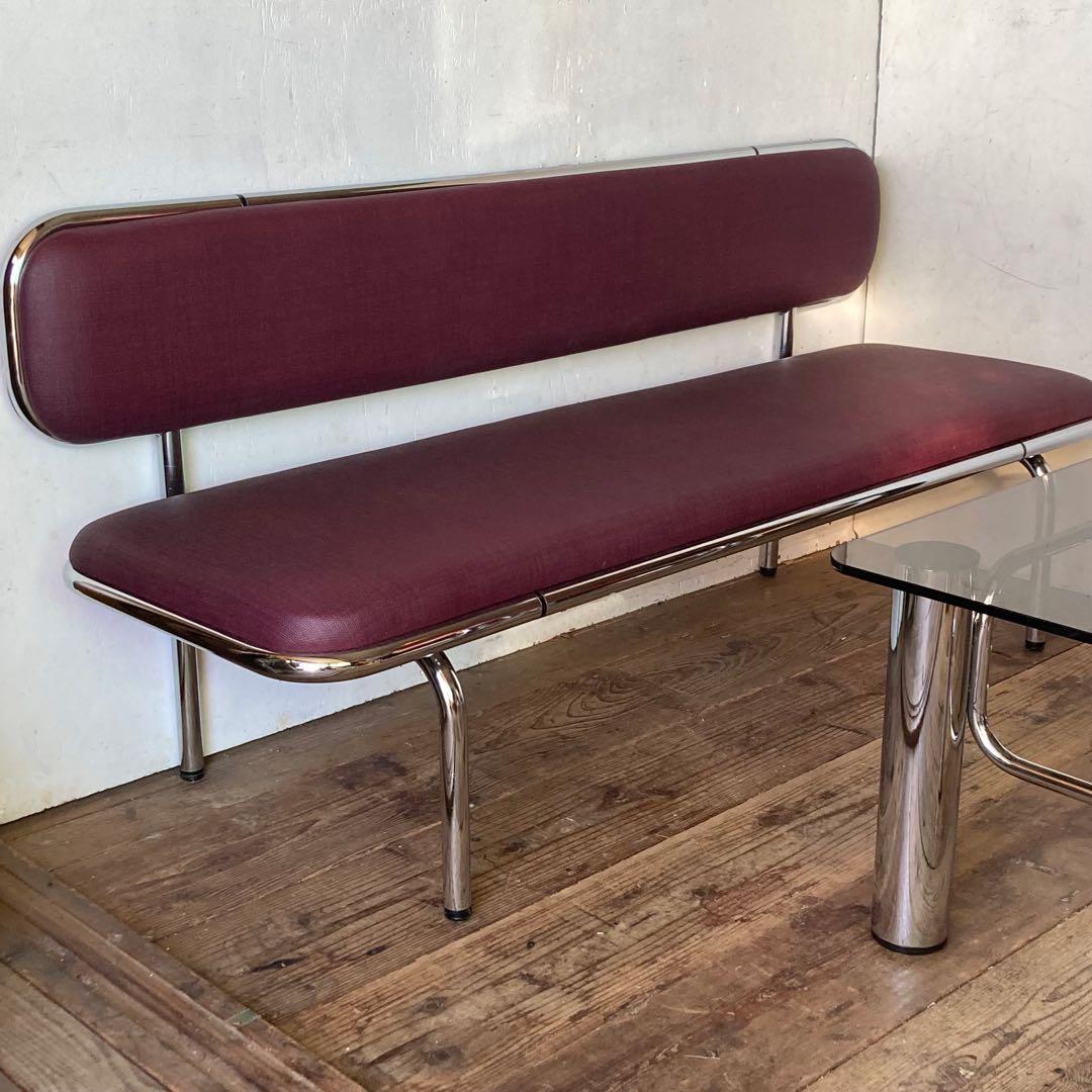 国産ヴィンテージ ベンチ ソファ レトロ スペースエイジ ロビーチェア