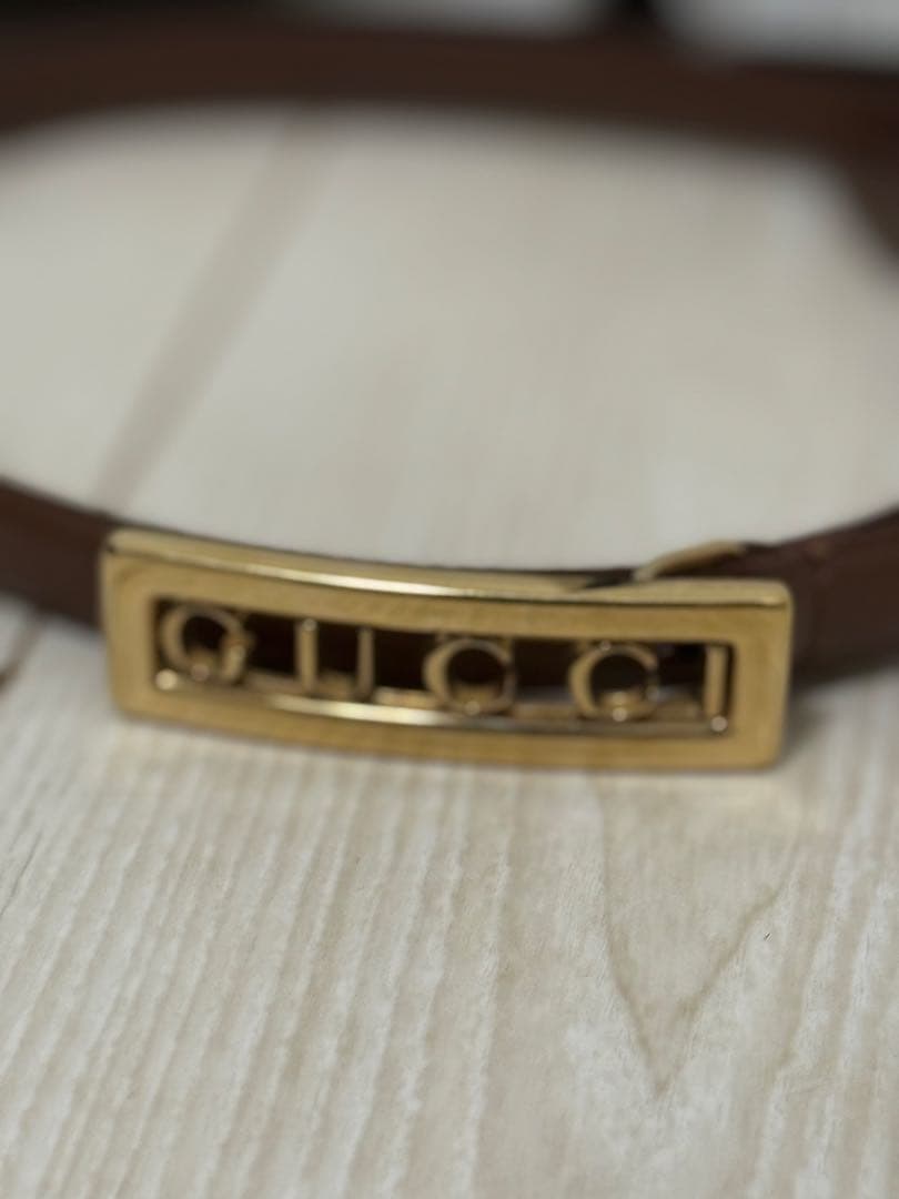 GUCCI グッチ　ヴィンテージ ベルト ゴールドロゴ バックル 本革