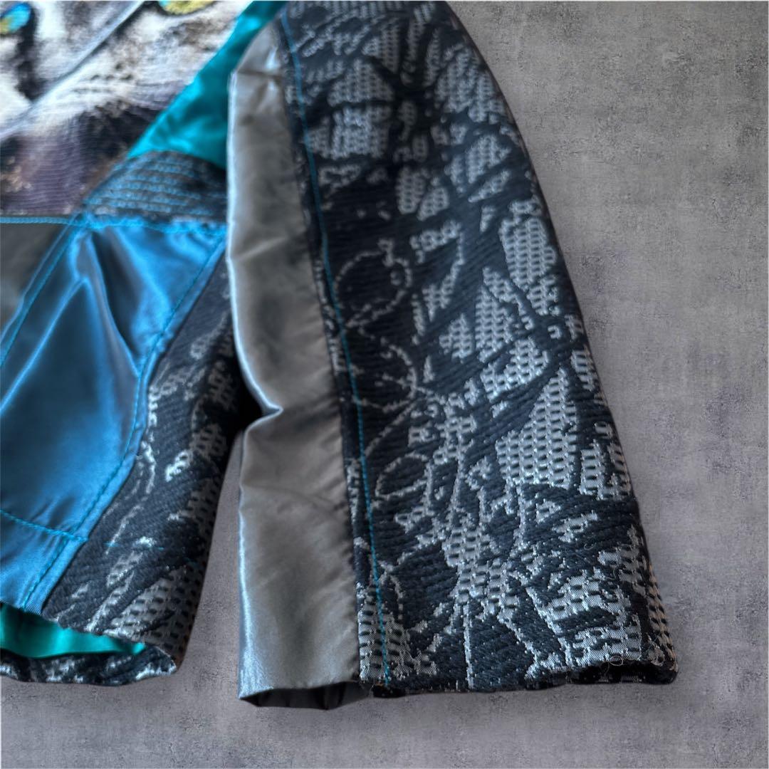 【希少】デシグアル ジャケット 猫 スパンコール×ビジュー 異素材切替 豪華