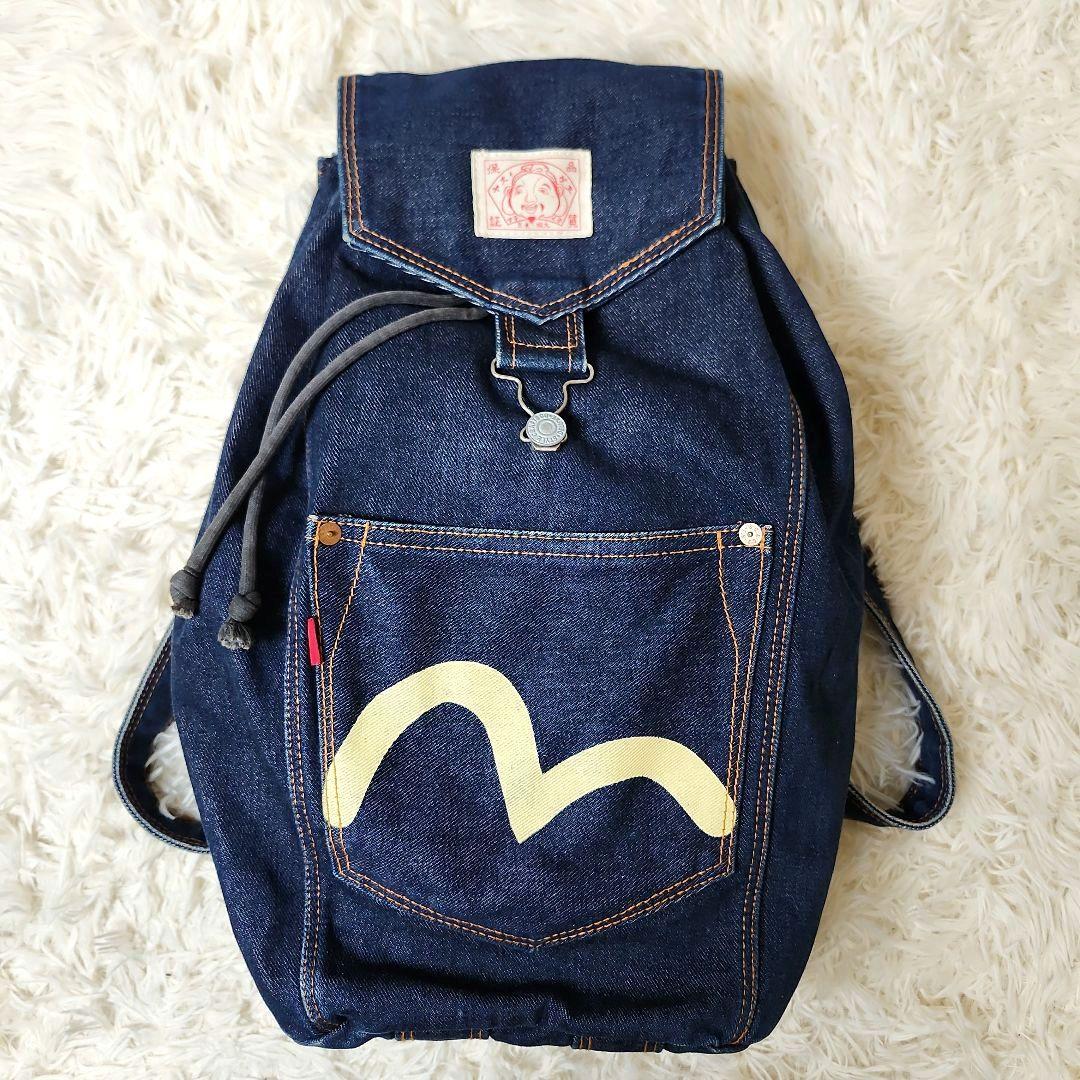 【レア美品】EVISU 希少タグ　デニムリュック カモメ