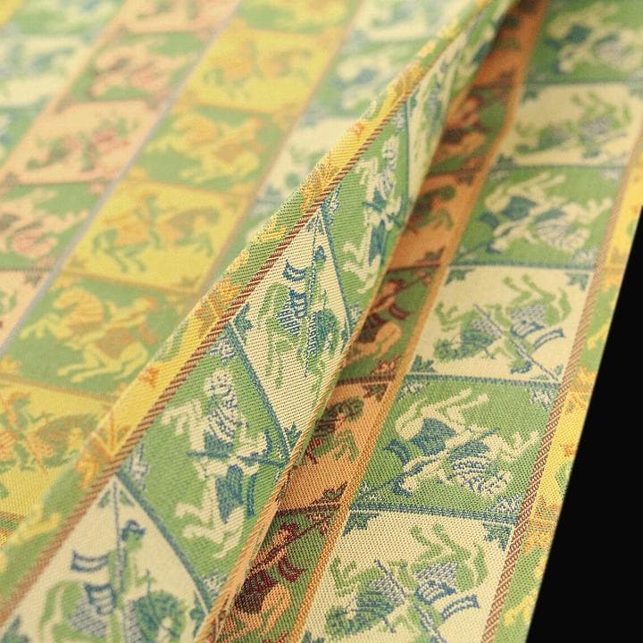 特選品【龍村美術織物・たつむら】　【全通柄】の名物裂　長尺の開き名古屋帯・京袋帯