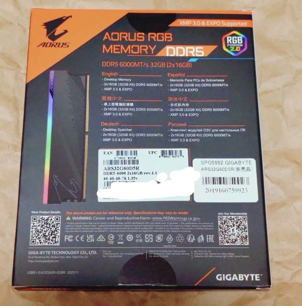 DDR5-6000 16GB×2枚組 GIGABYTE★ARS32G60D5R