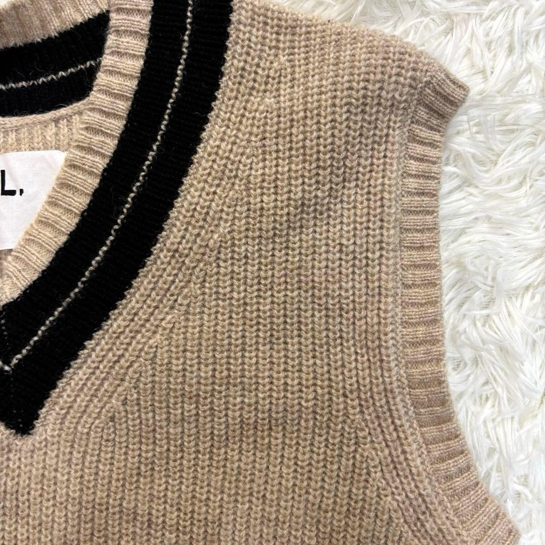 【23AW✨】MHL. ウールリブ ニットベスト Vネック ベージュ M