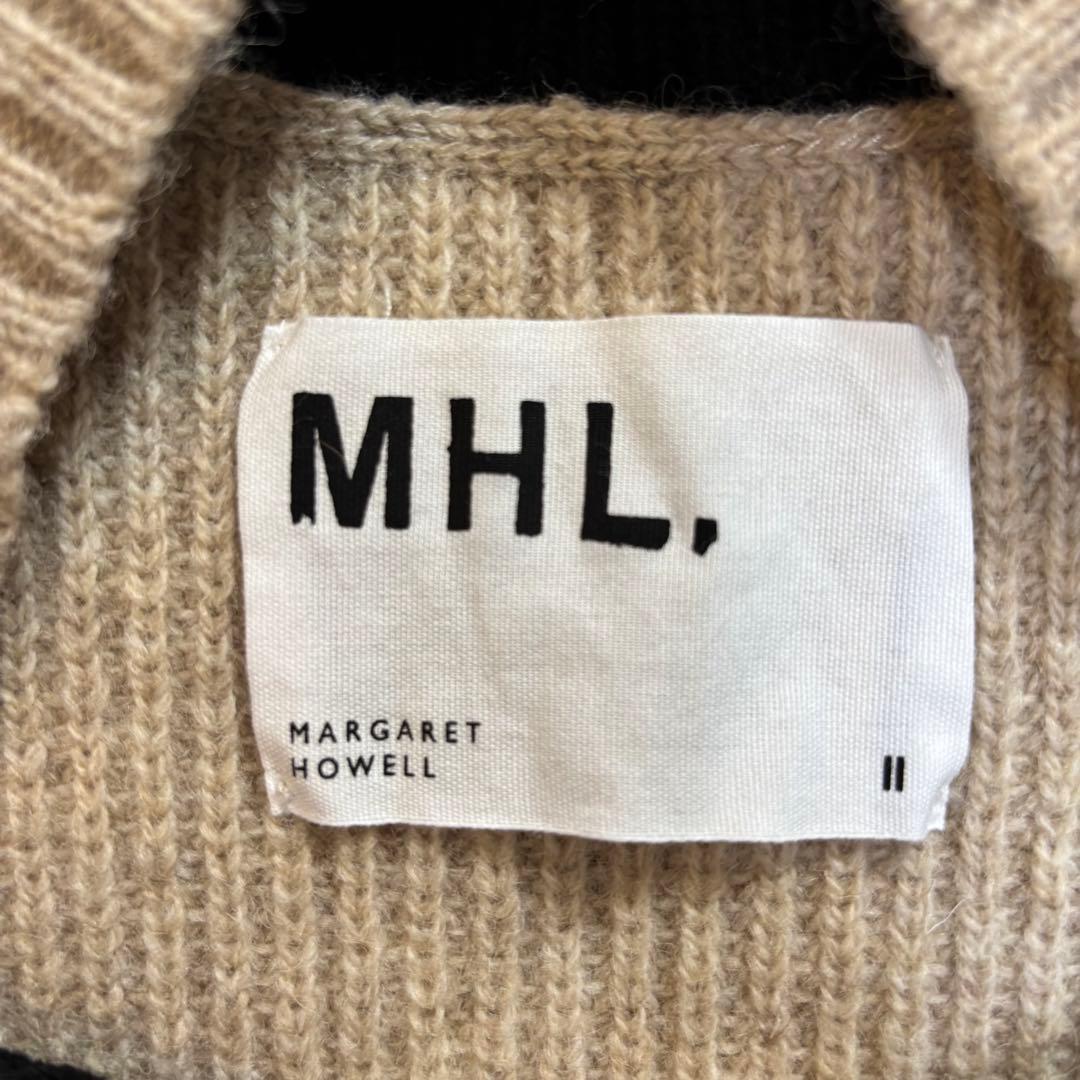 【23AW✨】MHL. ウールリブ ニットベスト Vネック ベージュ M