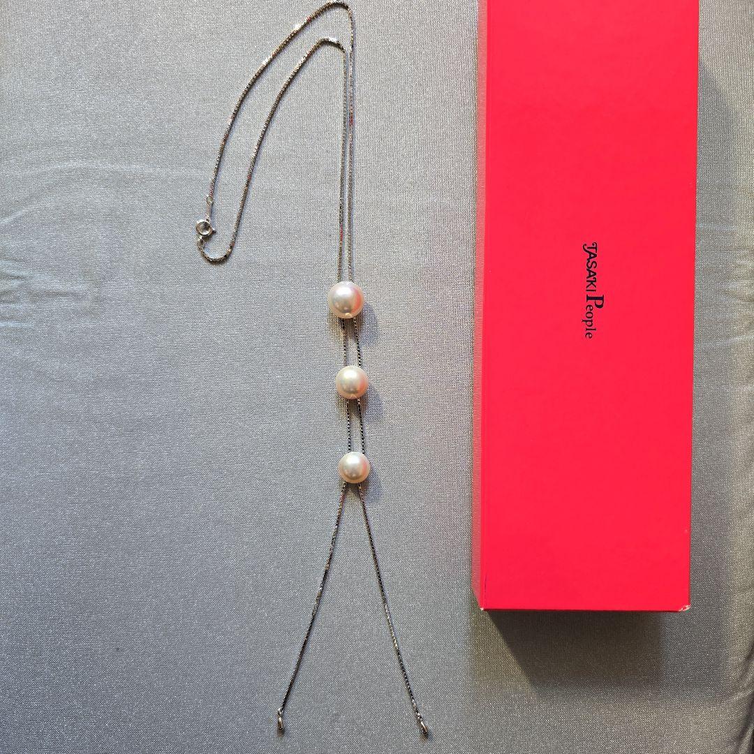 TASAKI　パール付きシルバーロングネックレス