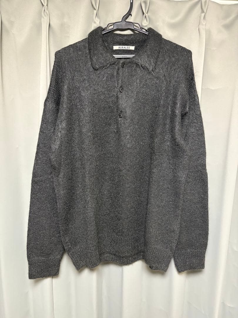 オーラリー Brushed Super Kid Mohair Knit POLO
