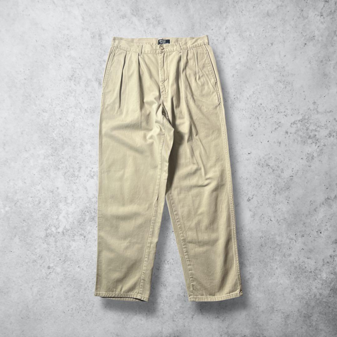 90s00sヴィンテージUSA製ポロバイラルフローレンポロチノベージュW33古着