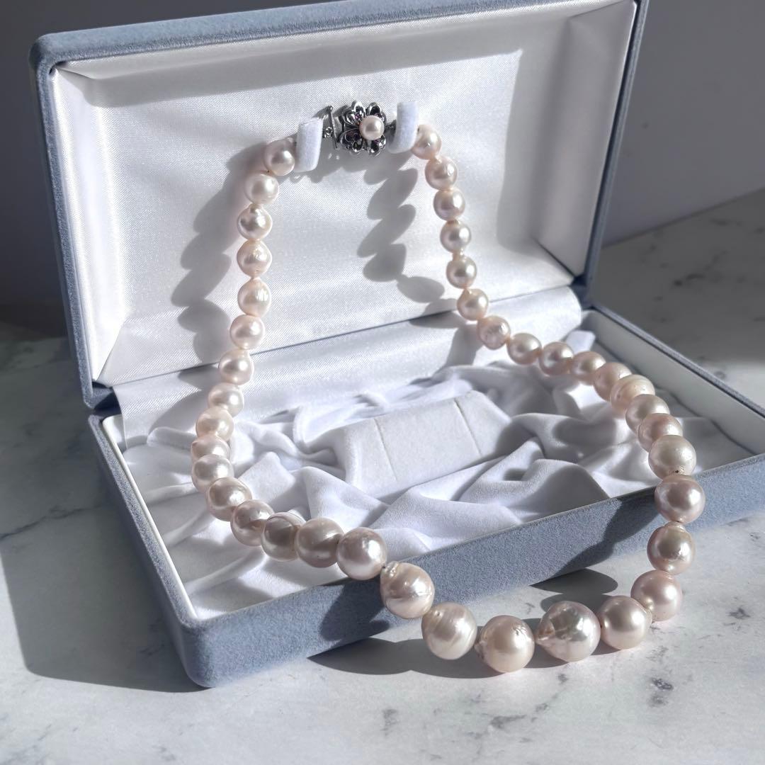 【ルビー装飾付✨超大珠 】南洋白蝶貝本真珠　11〜13.5mm パールネックレス