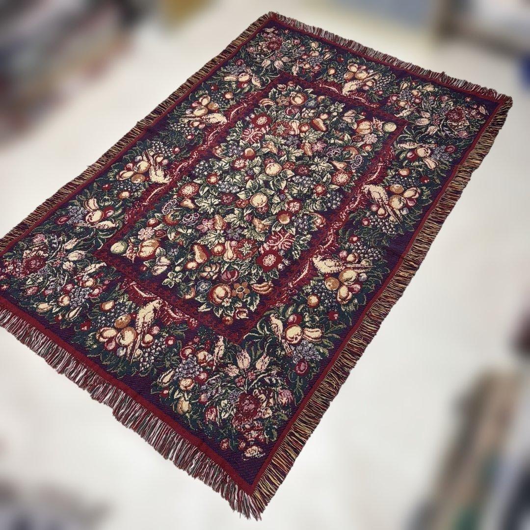 花　果物　マルチカバー　ソファカバー　ヴィンテージラグ　183x122