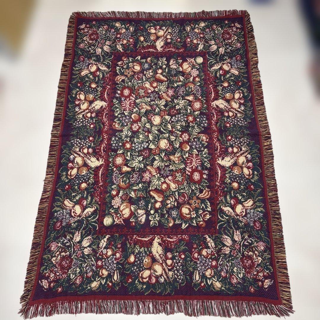 花　果物　マルチカバー　ソファカバー　ヴィンテージラグ　183x122