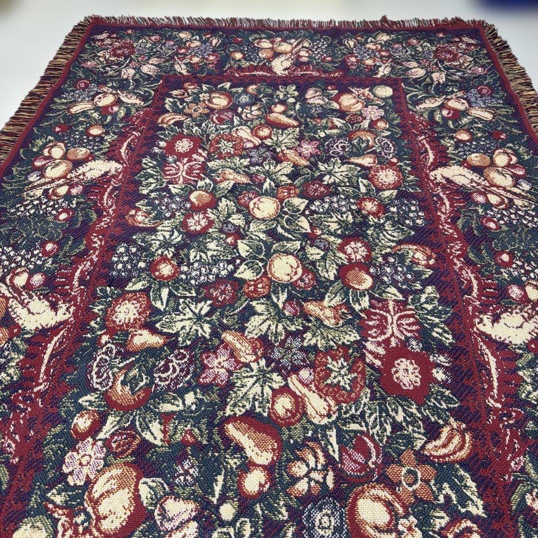 花　果物　マルチカバー　ソファカバー　ヴィンテージラグ　183x122