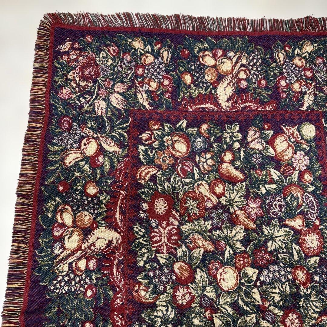 花　果物　マルチカバー　ソファカバー　ヴィンテージラグ　183x122