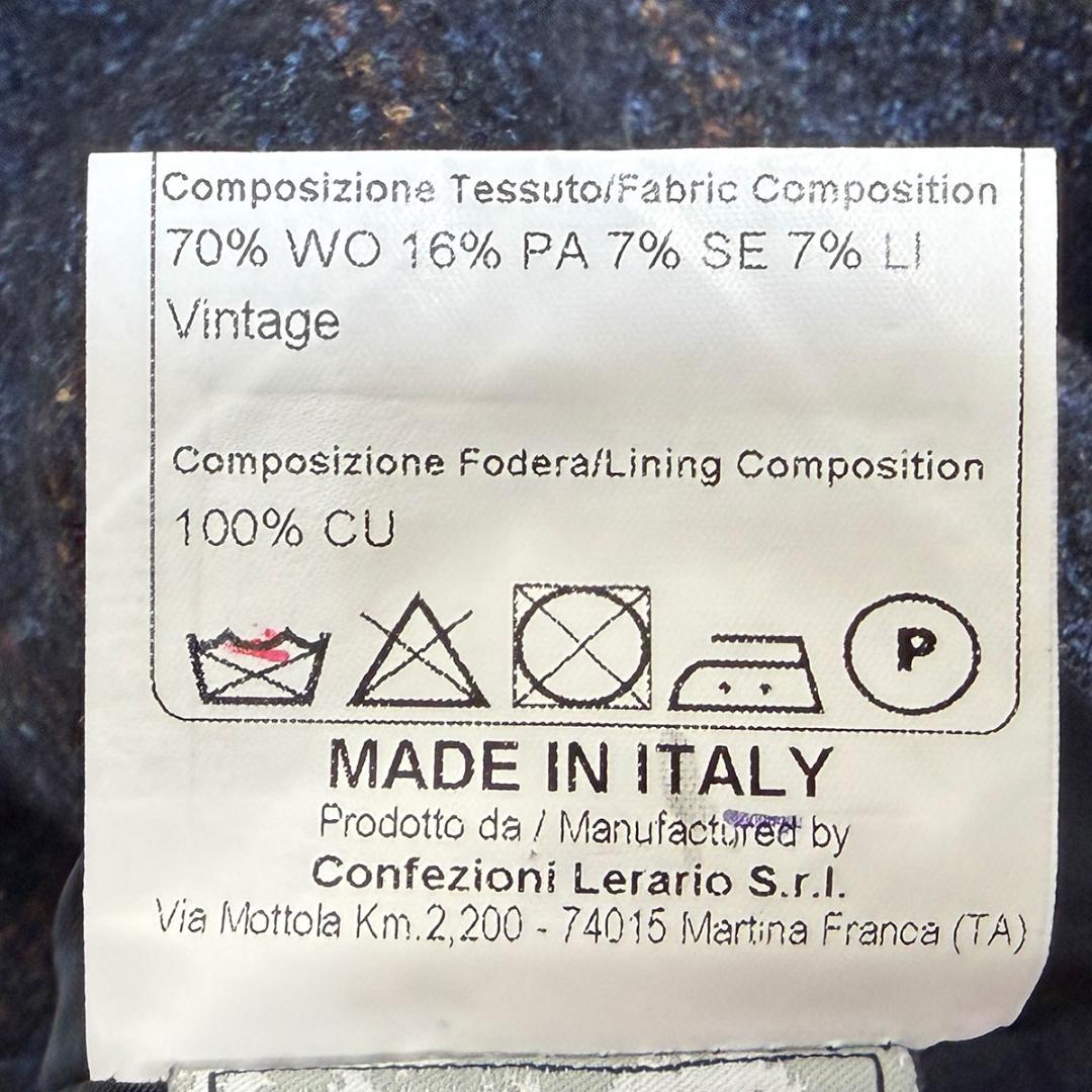 J6027 超美品 タリアトーレ カノニコ生地秋冬向けツイードジャケット 紺50