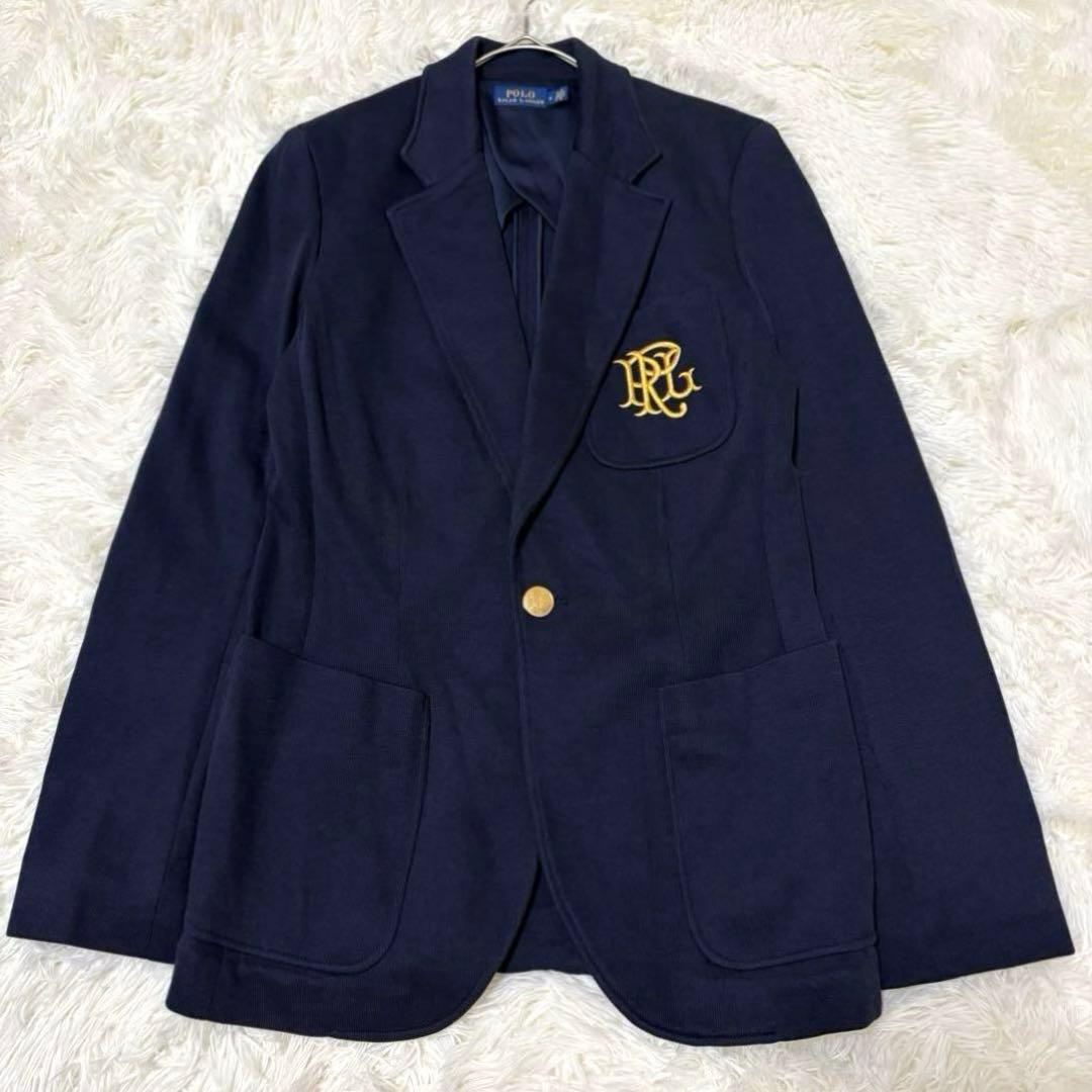 【ラルフローレン】テーラードジャケット 紺ブレ 金ボタン ロゴ刺繍 6 L