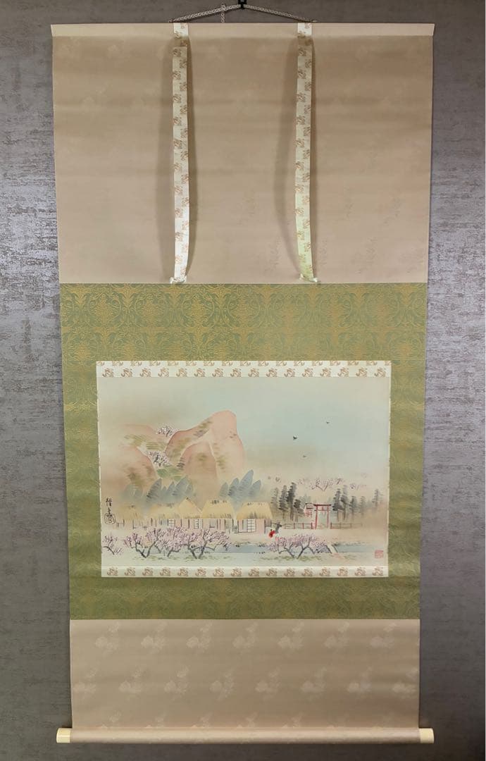 掛け軸 掛軸 菅楯彦 春郊 共箱 2重箱