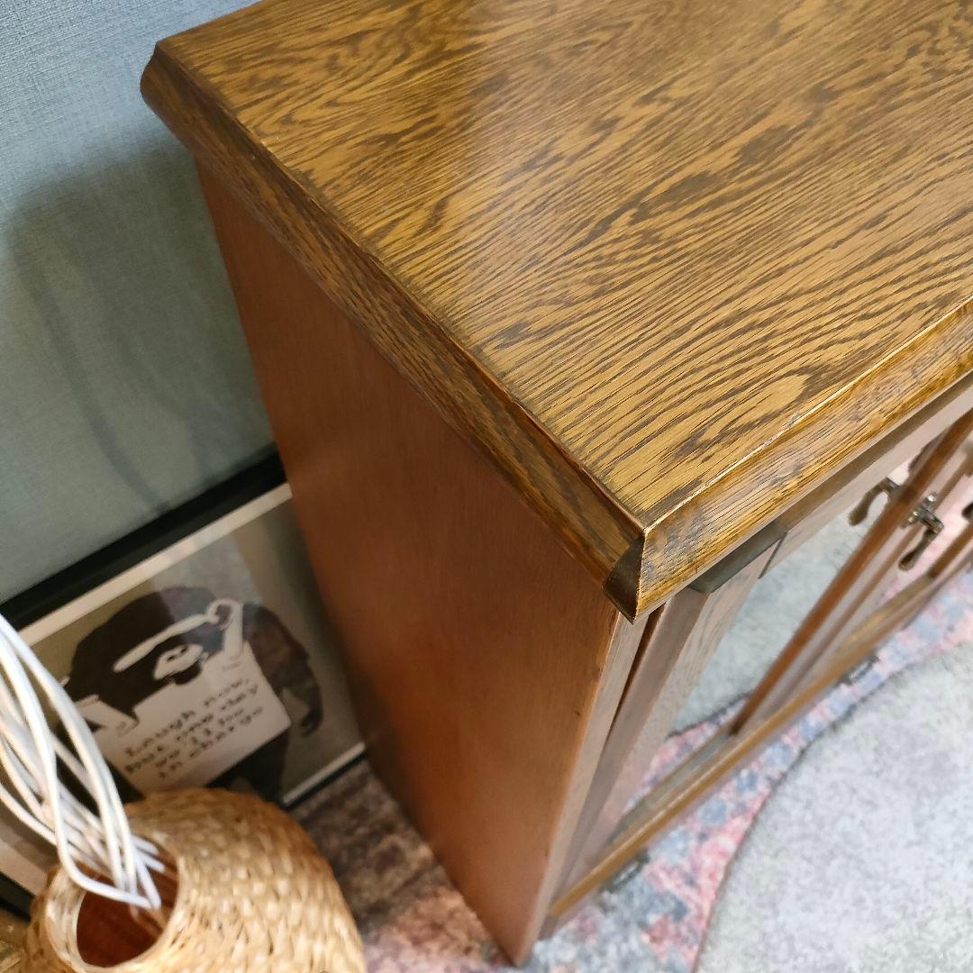 昭和レトロ クラシカル 3枚扉ガラスキャビネット食器棚/飾り棚 日本製