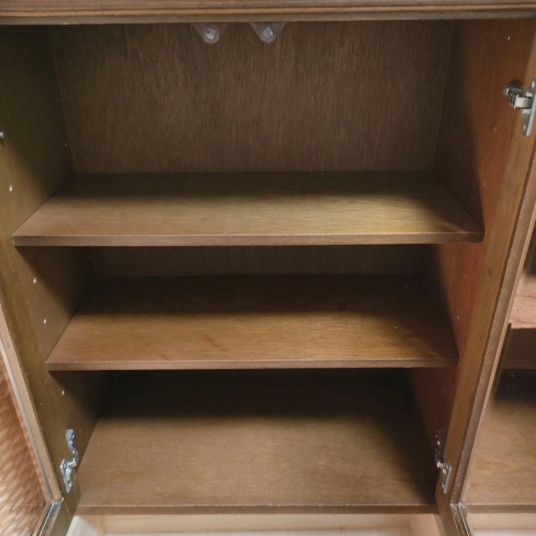 昭和レトロ クラシカル 3枚扉ガラスキャビネット食器棚/飾り棚 日本製