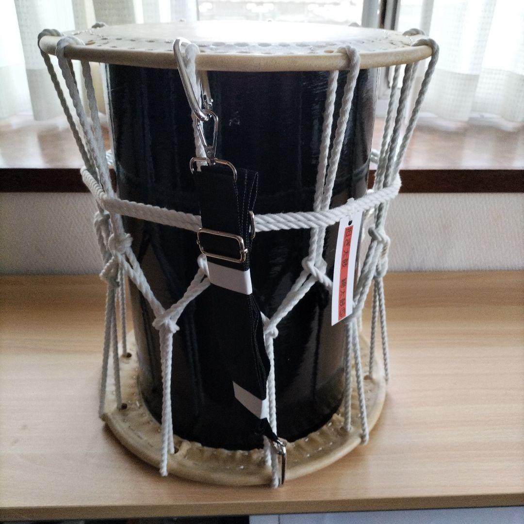 担ぎ太鼓 1.2尺締太鼓　和太鼓 天然皮革　ストラップ付き中古品⑤