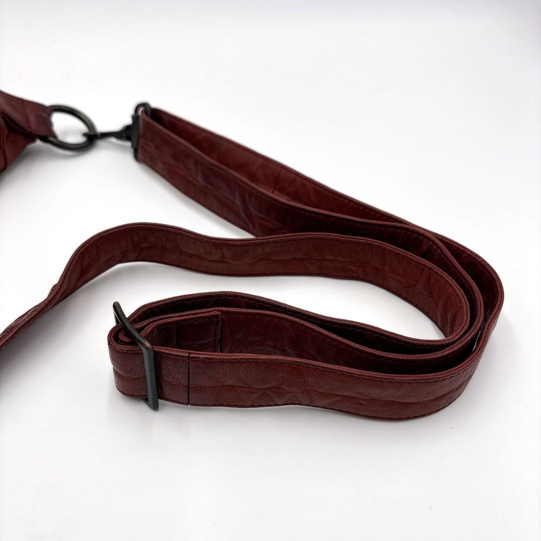 希少 JULIUS ユリウス ガスマスク 本革 レザーショルダーバッグ レッド系