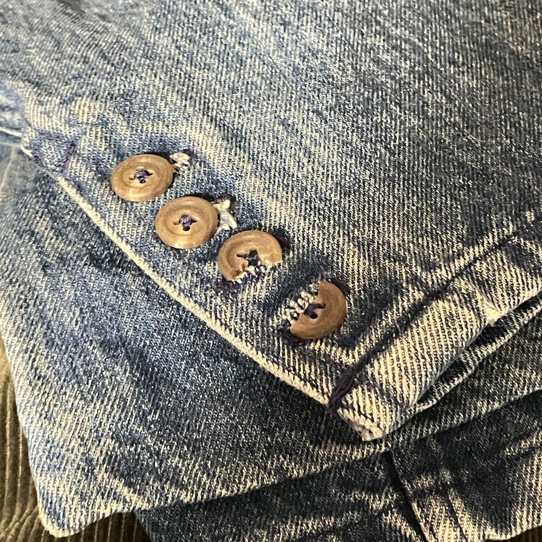 80-90s ラルフローレン USA製　デニムテーラードJKT L 三角タグ