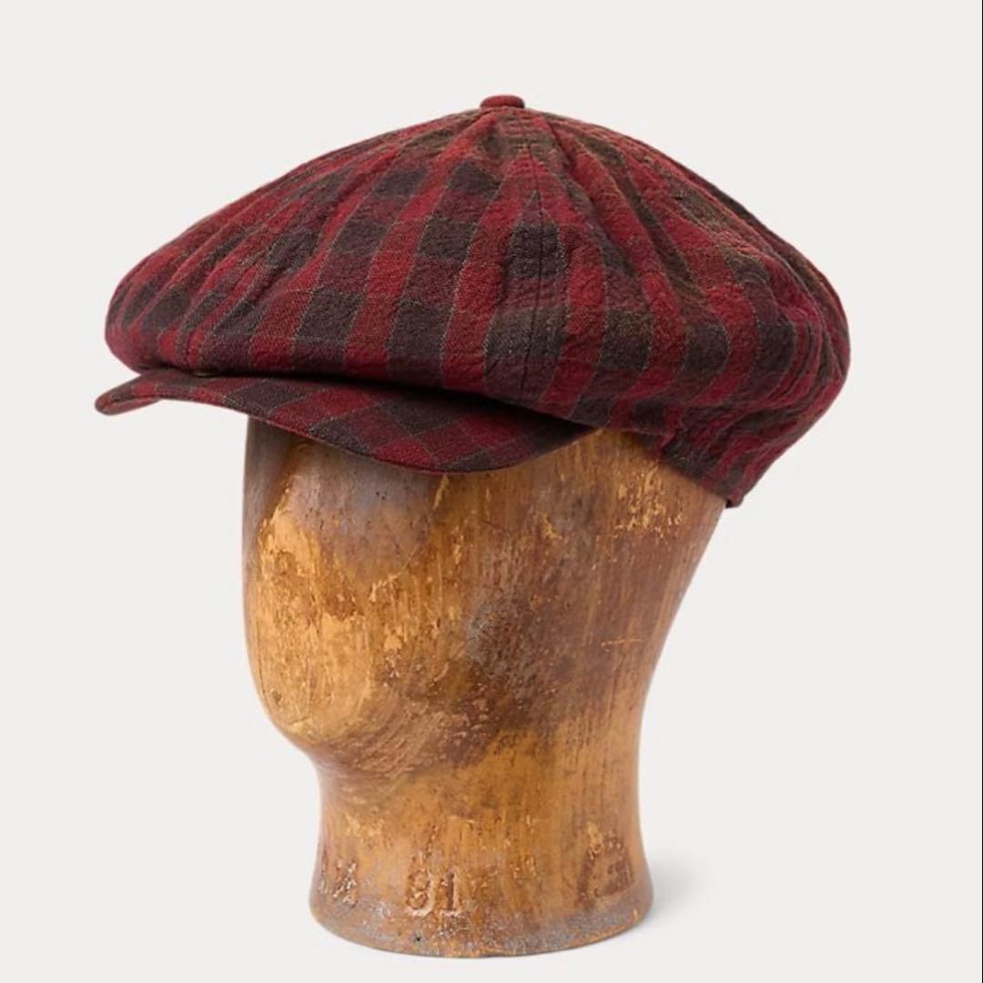 新品*RRL*チェックド ウーブンニュースボーイ キャップ *Mダブルアールエル