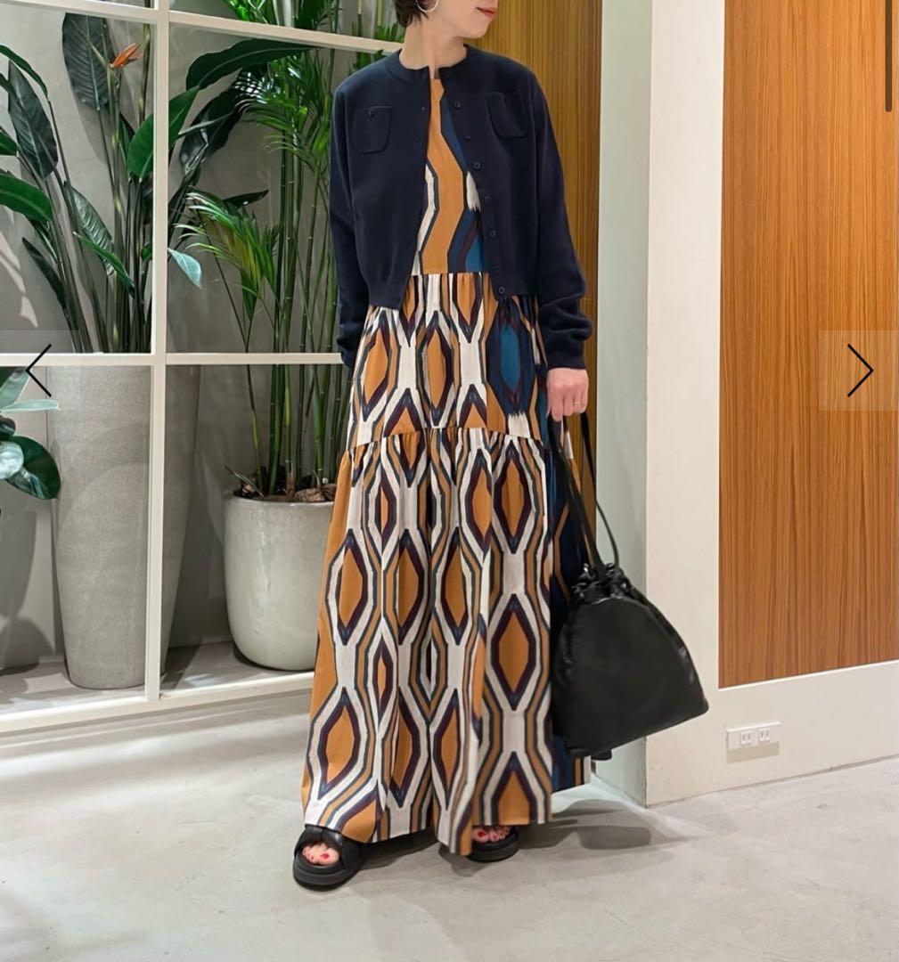 専用CABAN コットンストレッチ トライバルプリントロングワンピース