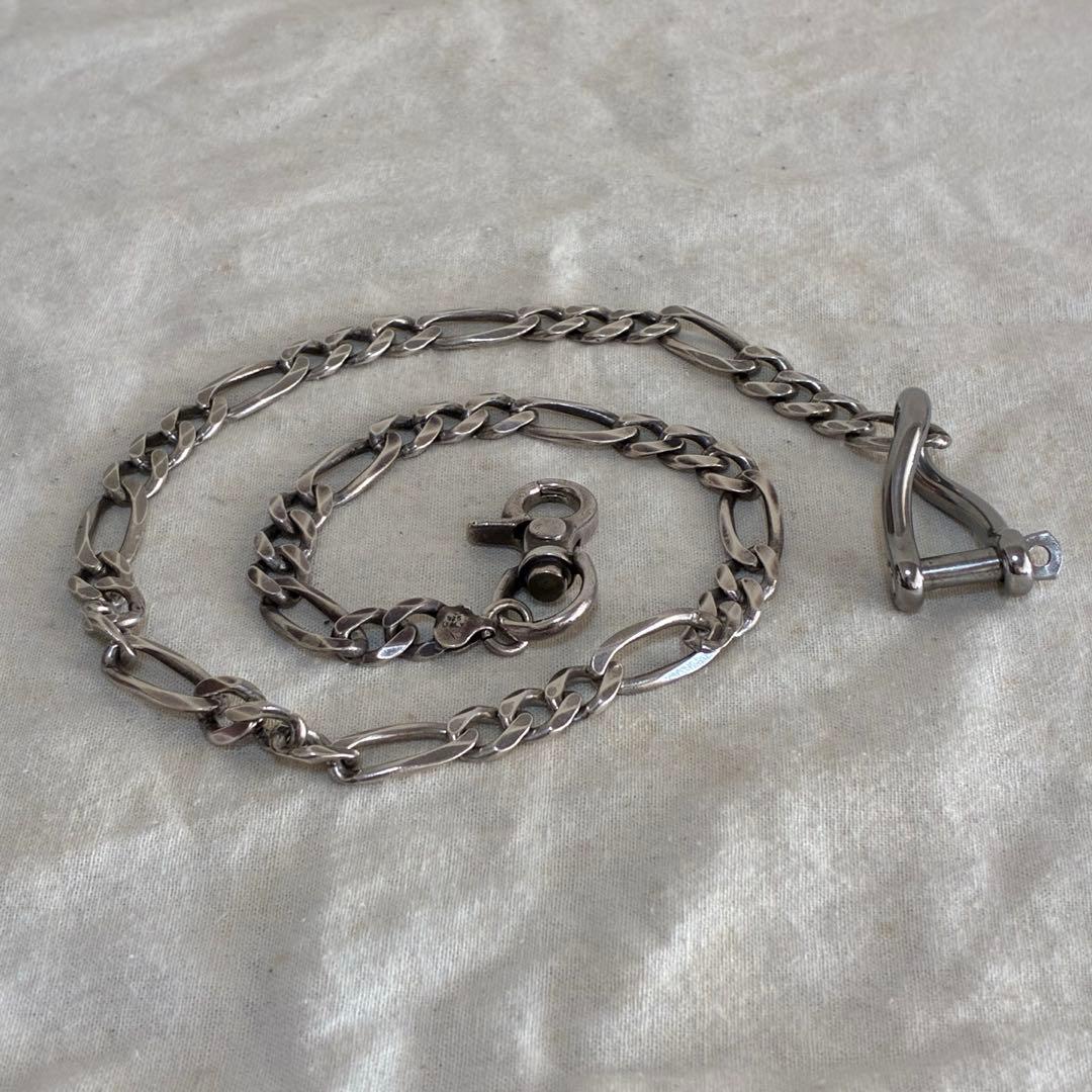 ［ヴィンテージ］イタリア製 シルバー925 ウォレットチェーン フィガロチェーン