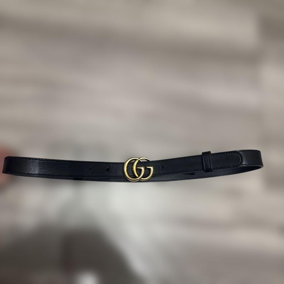 GUCCI 黒 レザー ベルト GGロゴ 70cm