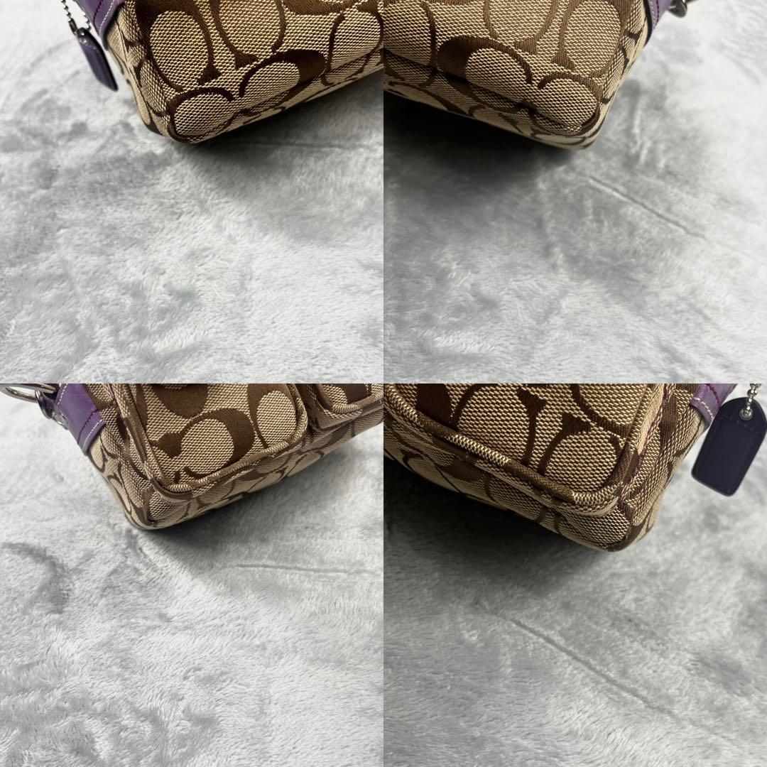 極美品 COACH コーチ アクセサリーポーチ ターンロック レガシー パープル