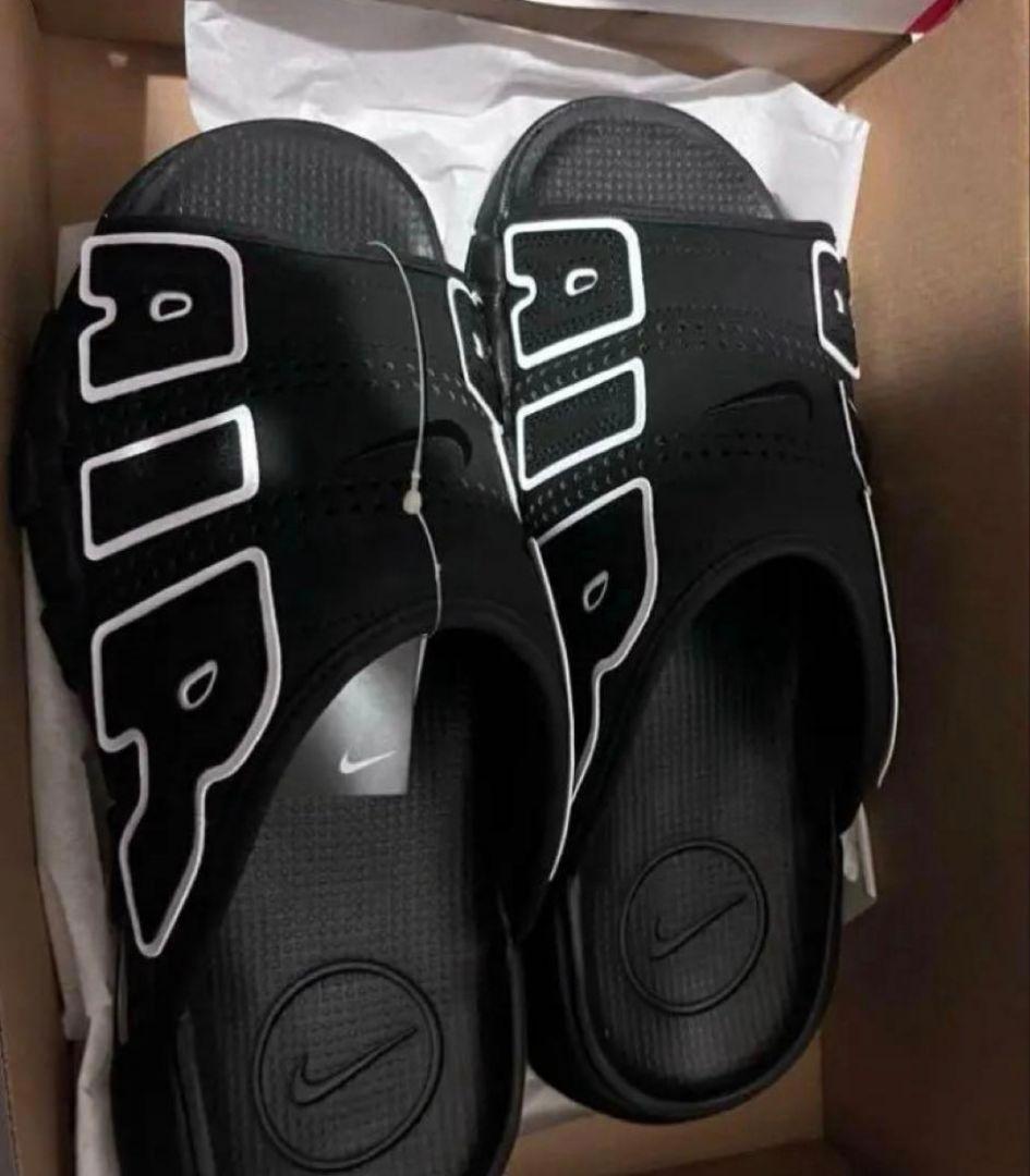 28cm ナイキ エア モア アップテンポ スライド サンダル ブラック