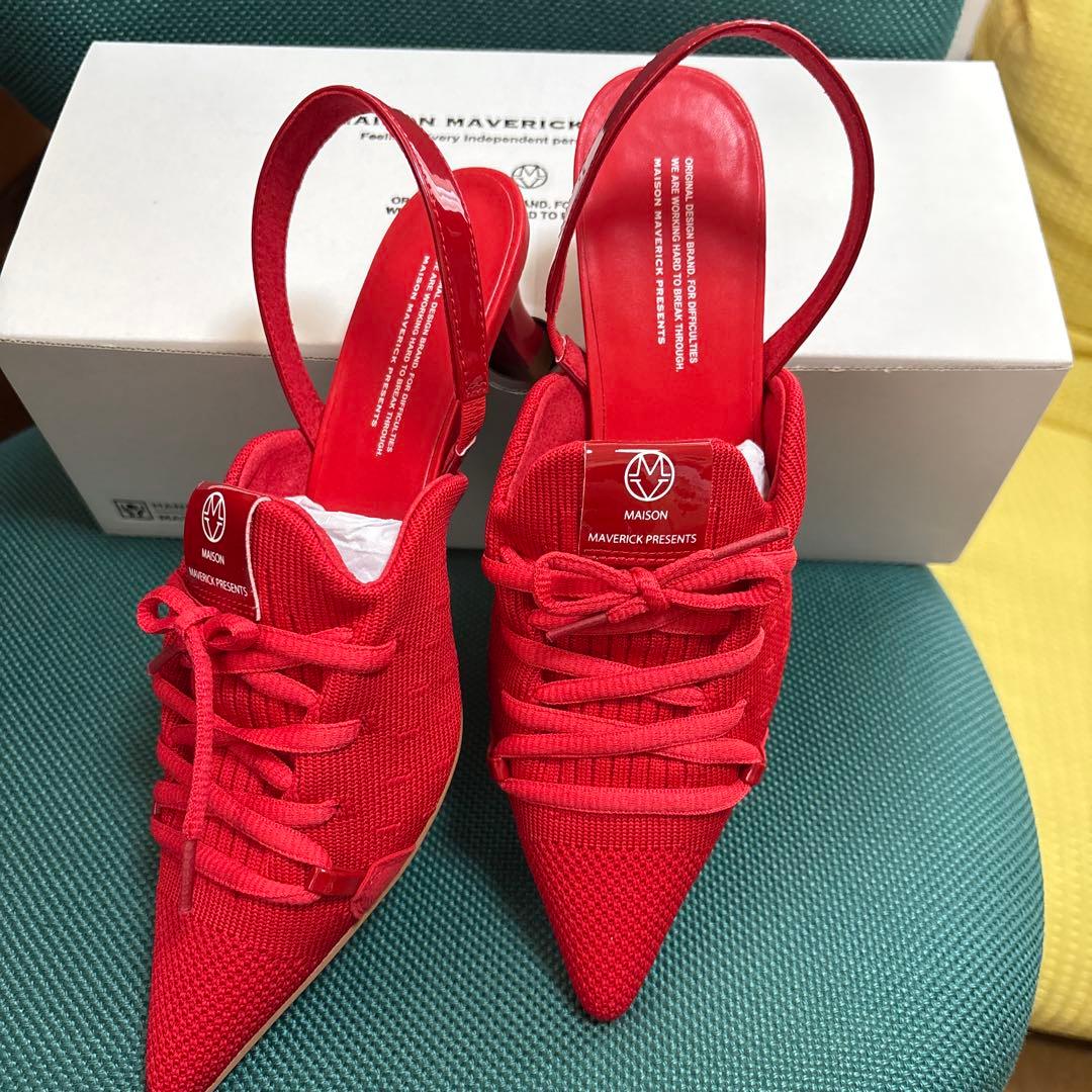 モモンガ❣️値下げ❗️新品未使用品❣️レッド ポインテッドトゥ ミュール