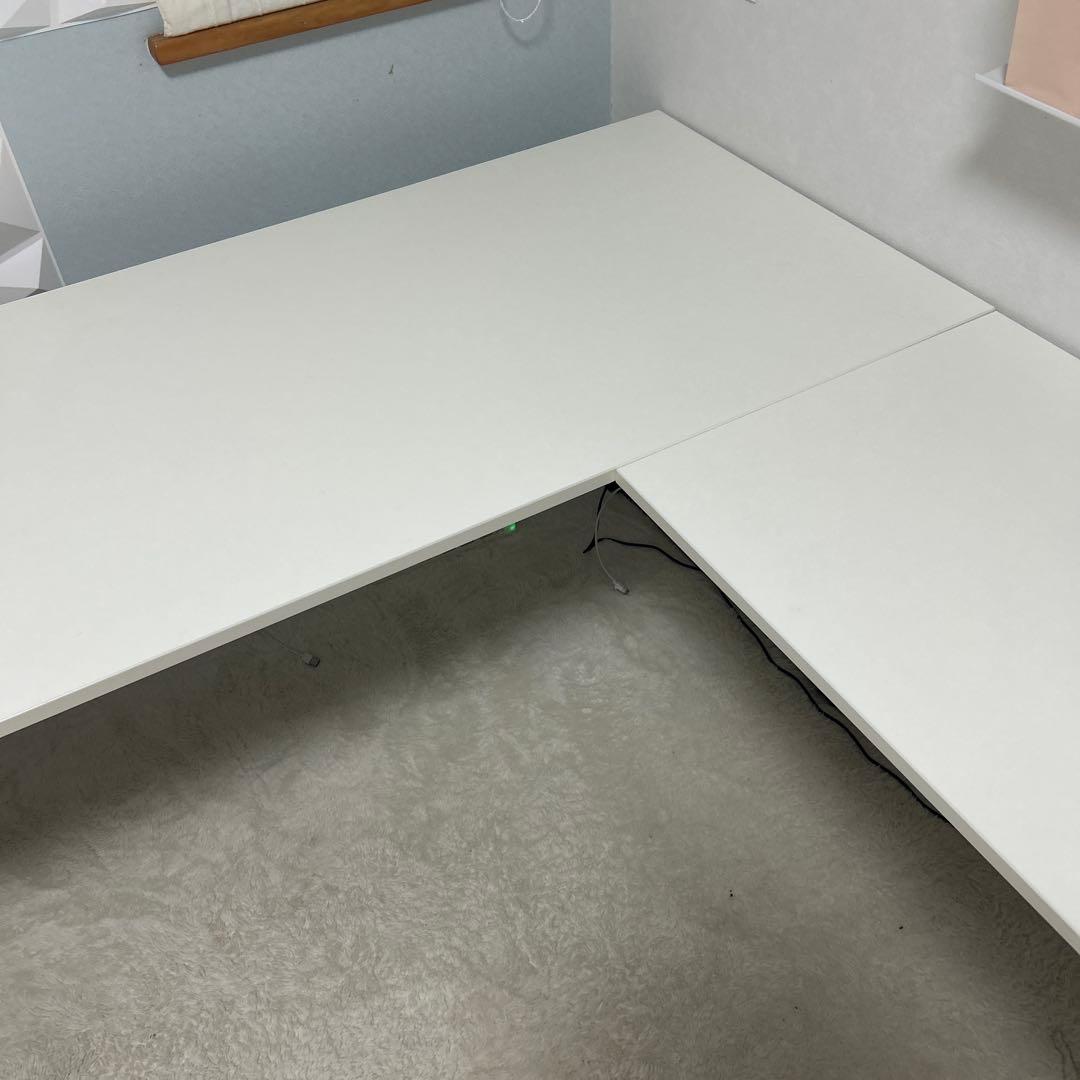 サンワダイレクト　パソコンデスク　L字型デスク　ホワイト　白