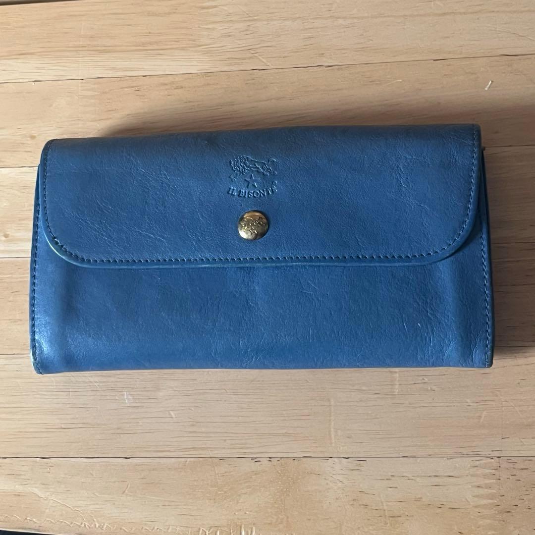 Lemon イルビゾンテ 長財布 ブルー系 ネイビー系 ロゴ型押し 収納多