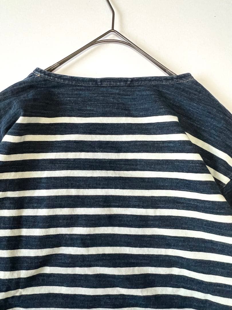 45R バスクボーダーシャツ バスクの908Tシャツ（サイズ2・インディゴ 濃）