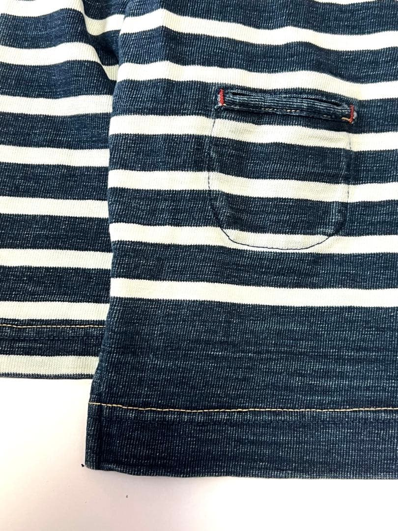 45R バスクボーダーシャツ バスクの908Tシャツ（サイズ2・インディゴ 濃）