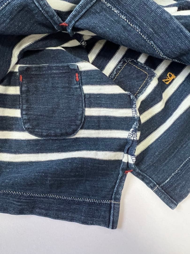 45R バスクボーダーシャツ バスクの908Tシャツ（サイズ2・インディゴ 濃）