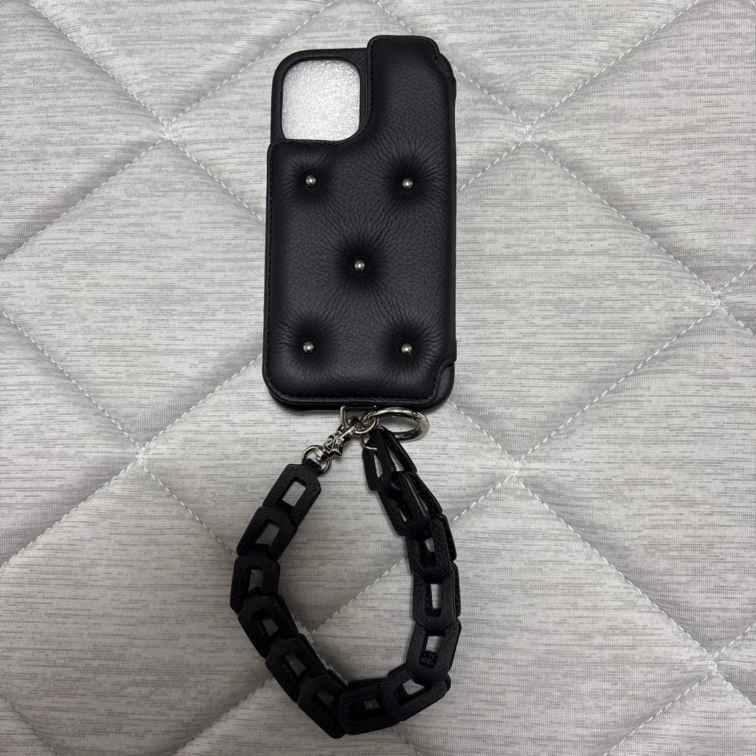 DEMIU ブラック iPhoneケース チェーンストラップ付き