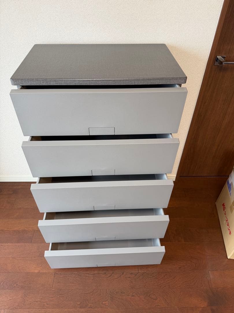 【天馬】グレー プラスチック製 5段チェスト