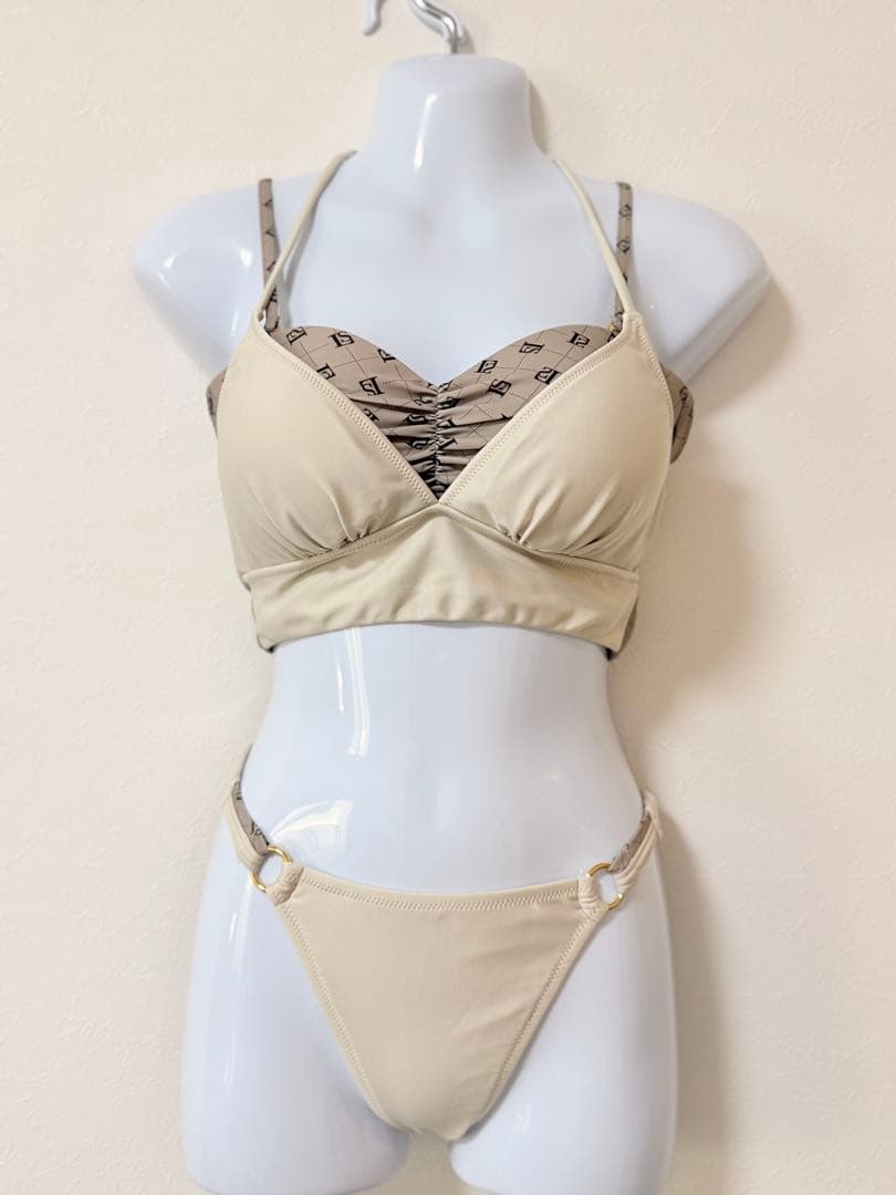 三愛水着楽園 ベージュ セパレート水着 リボン2way