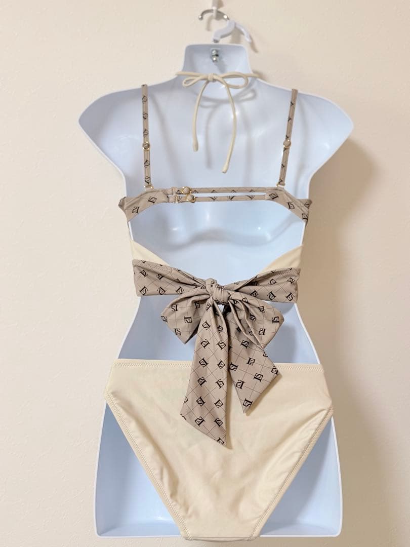 三愛水着楽園 ベージュ セパレート水着 リボン2way