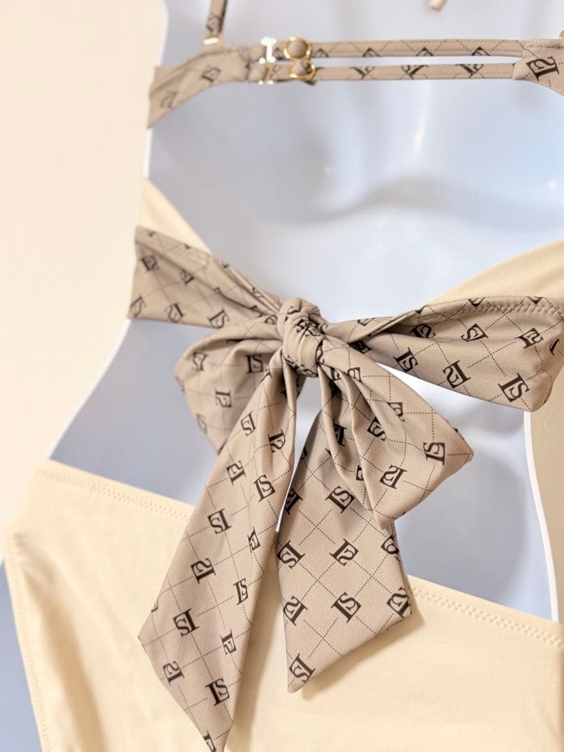 三愛水着楽園 ベージュ セパレート水着 リボン2way