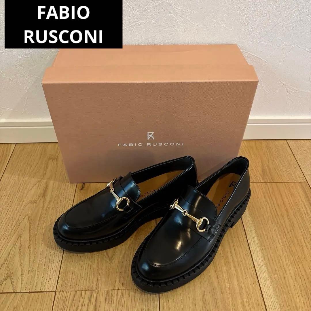 FABIO RUSCONI ブラックレザーローファー37/23.5-24.0cm