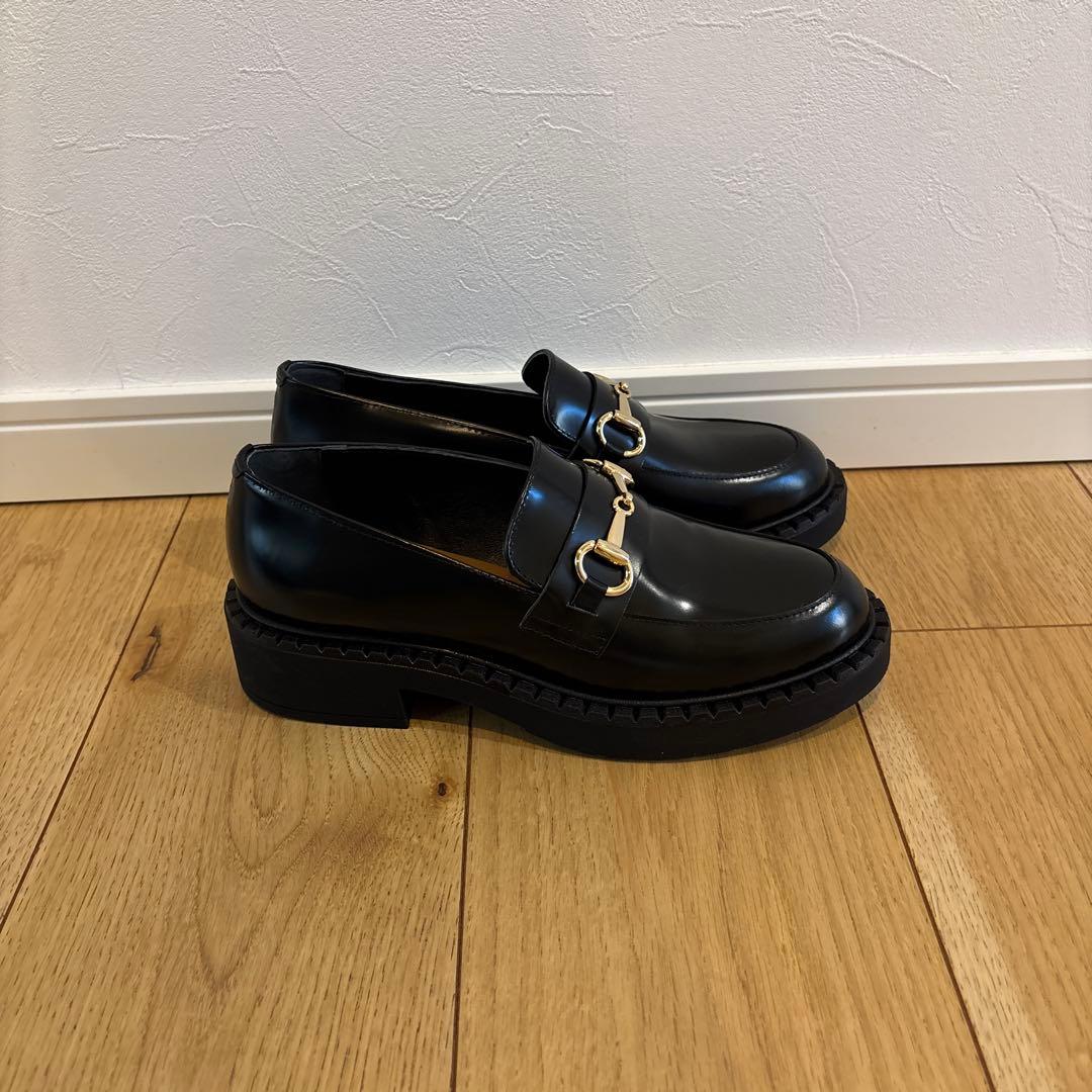 FABIO RUSCONI ブラックレザーローファー37/23.5-24.0cm