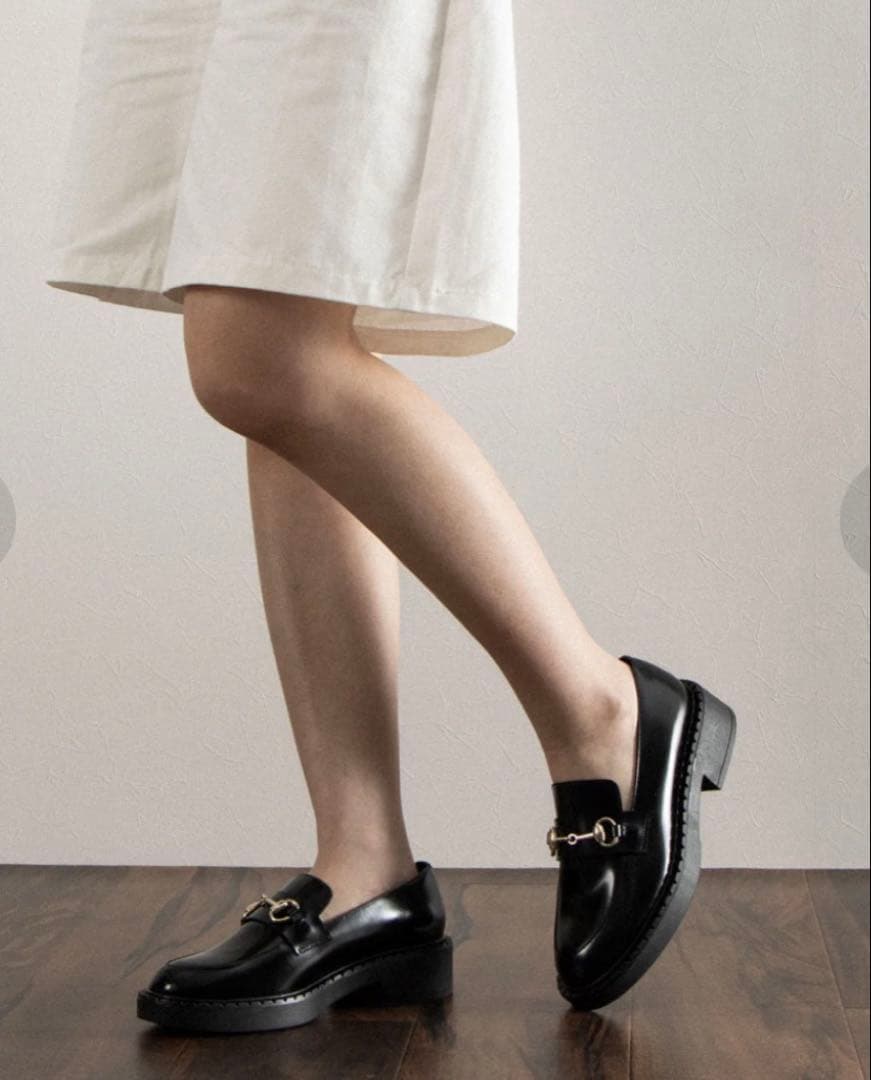 FABIO RUSCONI ブラックレザーローファー37/23.5-24.0cm